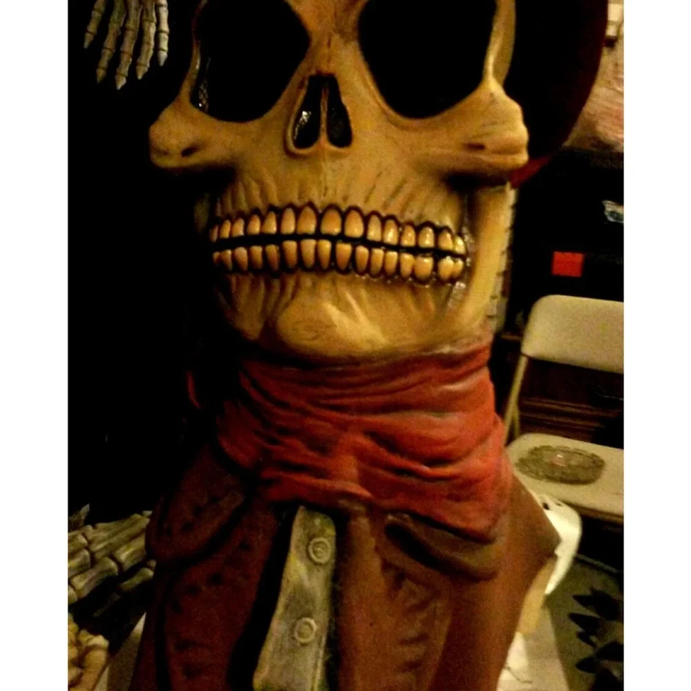 NW scary mask Cowboy SKULL LATEX DELUXE FULL HEAD RUBIES 3389 HARD 2 FINE VINTAG